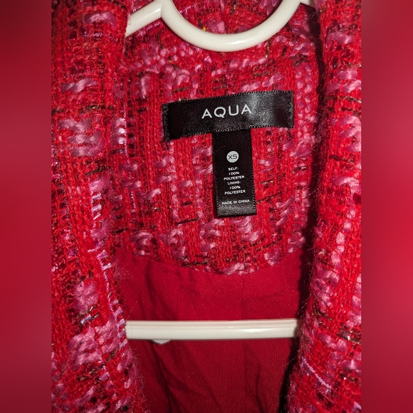 1S. NWT AQUA BLOOMINGDALES EXCLUSIVE TWEED METALLIC DOUBLE BREASTED BLAZER - Picture 4 of 8